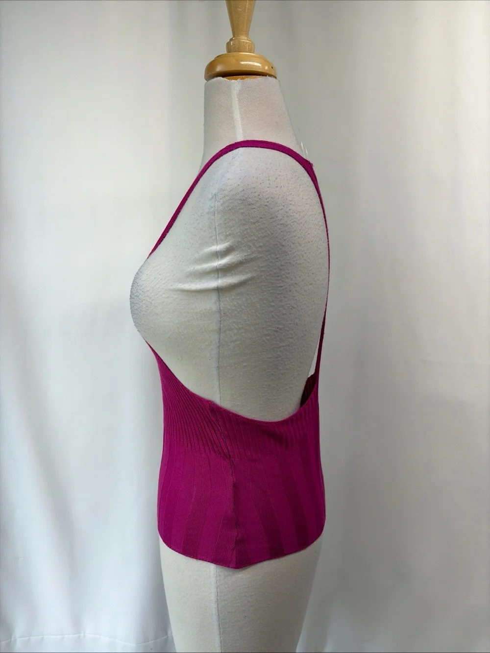 Intimately Free People Medium Magenta Ribbed Racerback Tank Cropped Knit Top - Picture 5 of 9
